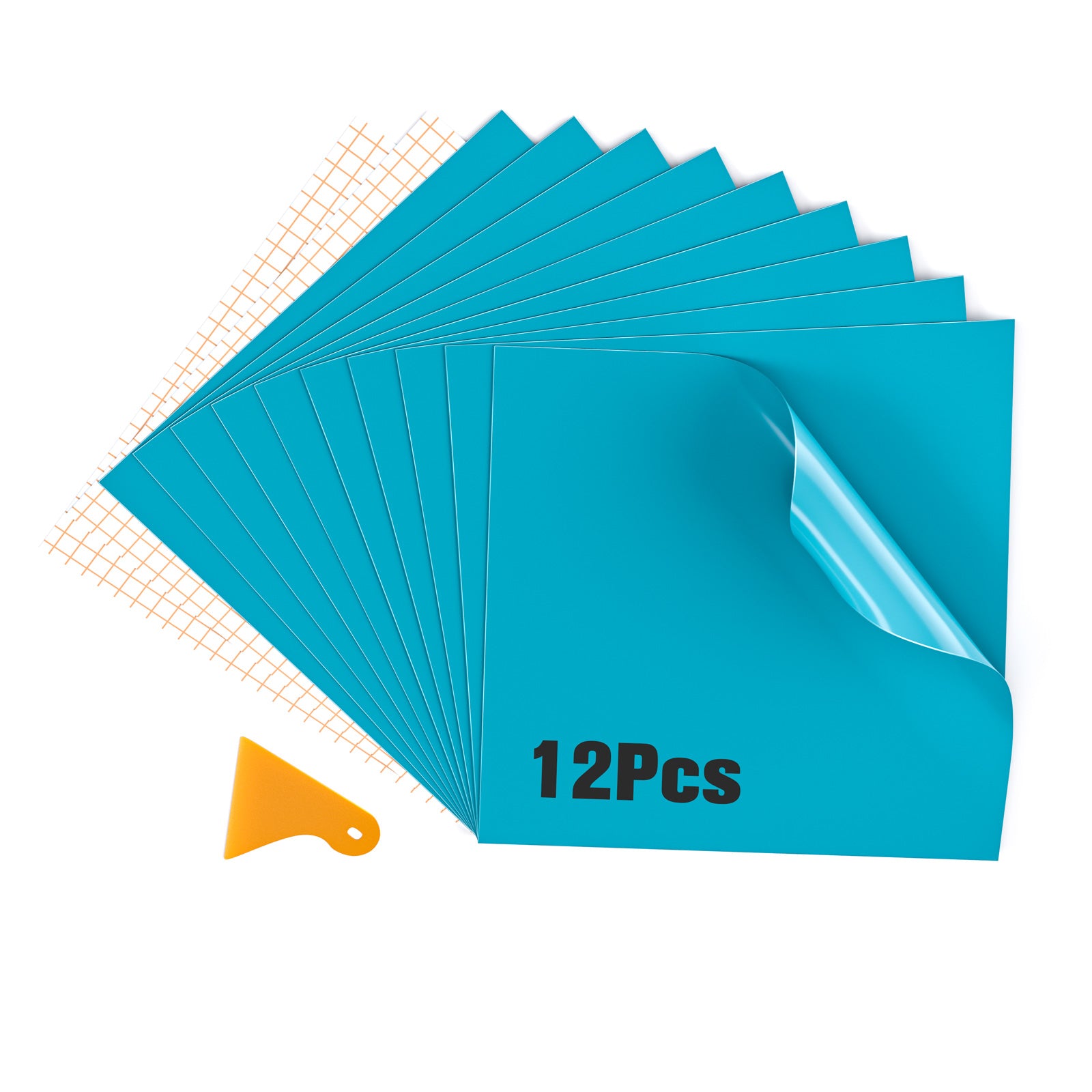 Adhesive Plotter Vinyl Film 12 Sheets, Permanent Adhesive Vinyl 30.5 x 30.5cm