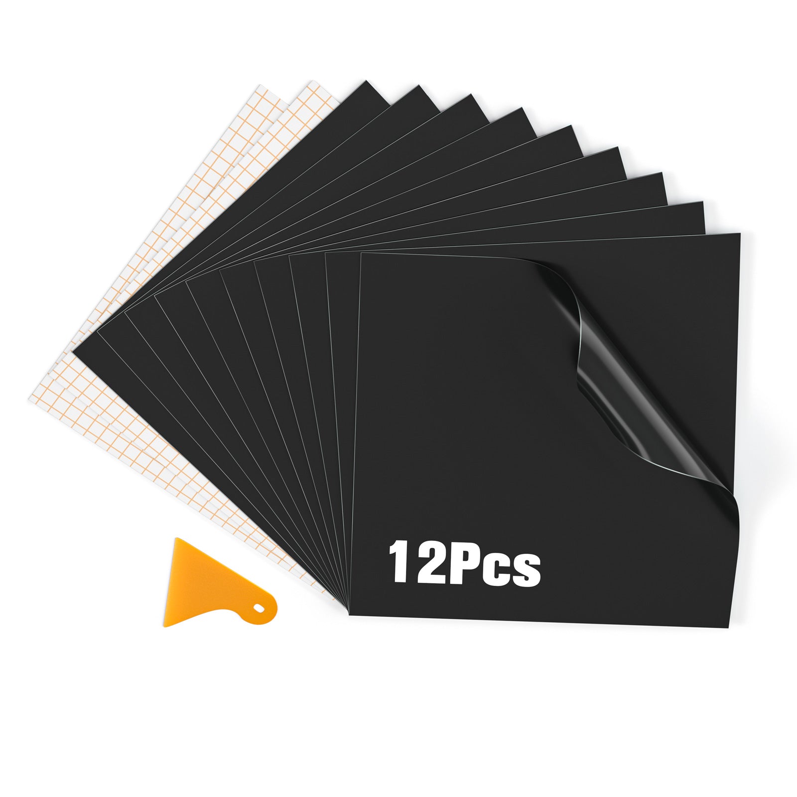 Adhesive Plotter Vinyl Film 12 Sheets, Permanent Adhesive Vinyl 30.5 x 30.5cm