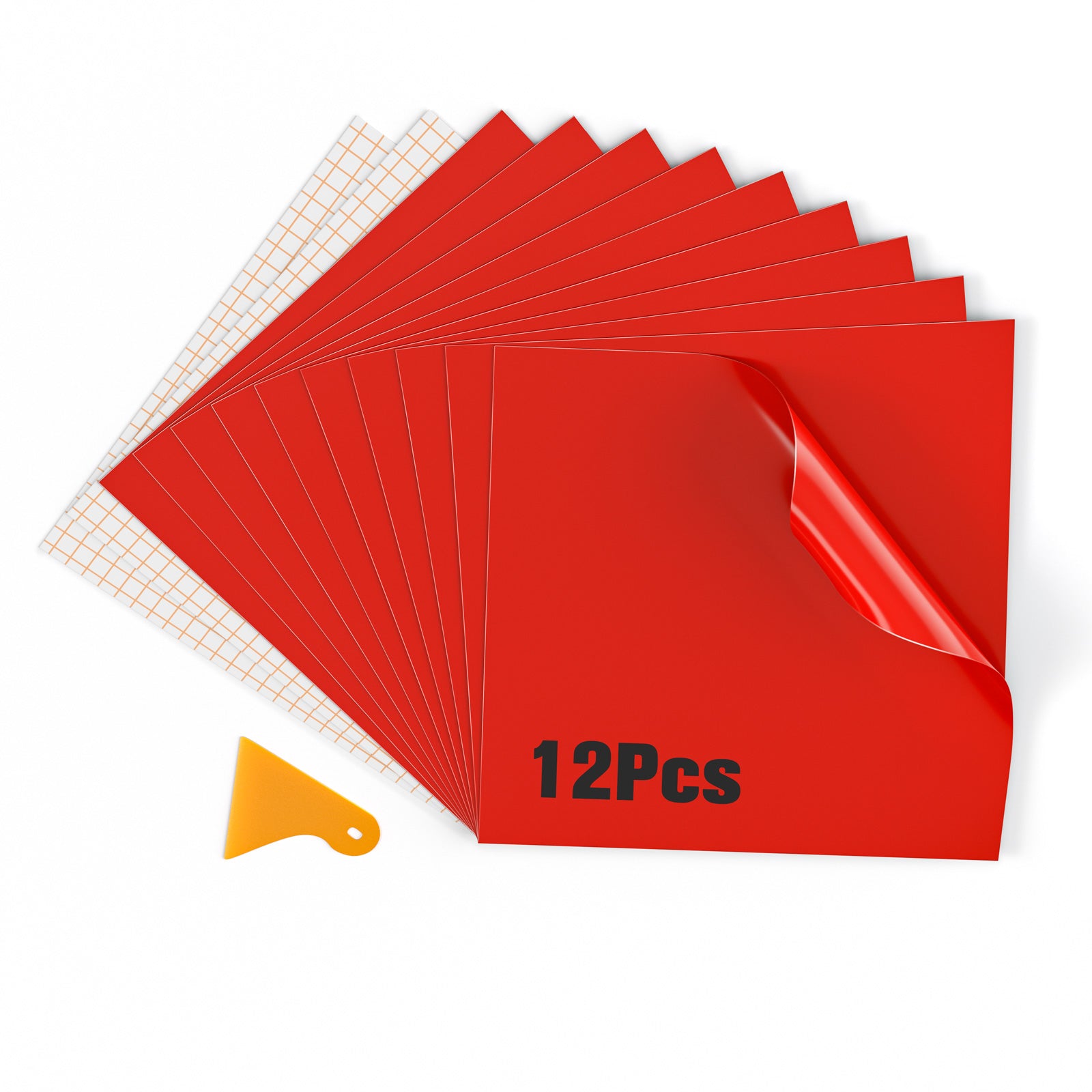 Adhesive Plotter Vinyl Film 12 Sheets, Permanent Adhesive Vinyl 30.5 x 30.5cm