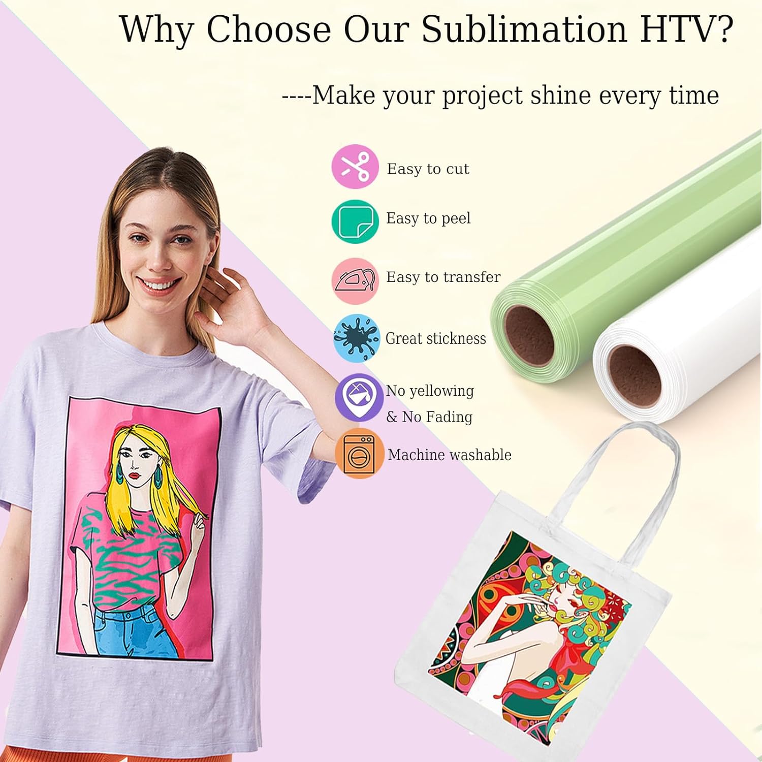 Sublimation HTV Flex Iron-on for Light Color Cotton Fabric 30.5 x 244 cm