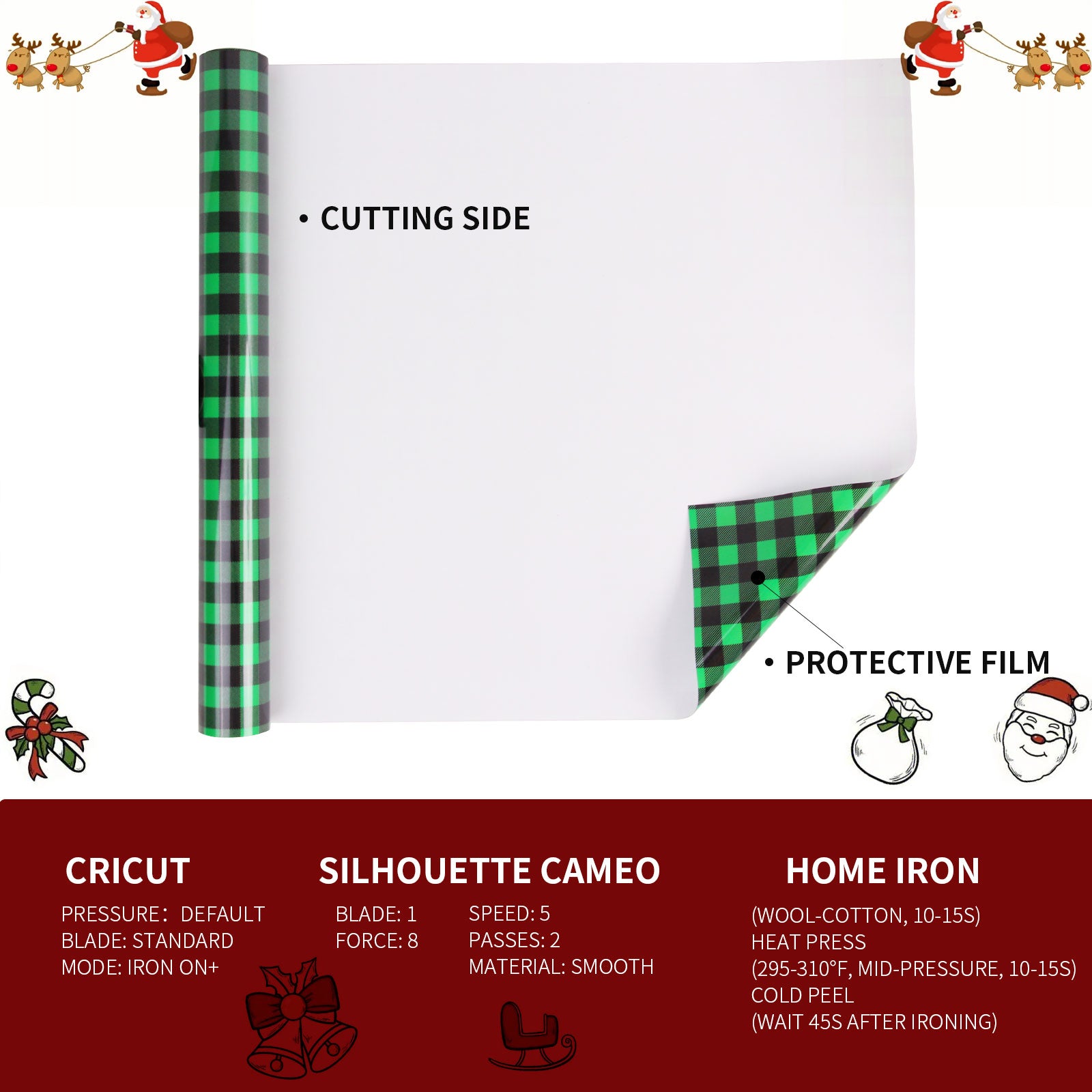 Christmas HTV plotter film textile heat transfer vinyl for DIY T-shirt 30.5 x 182cm
