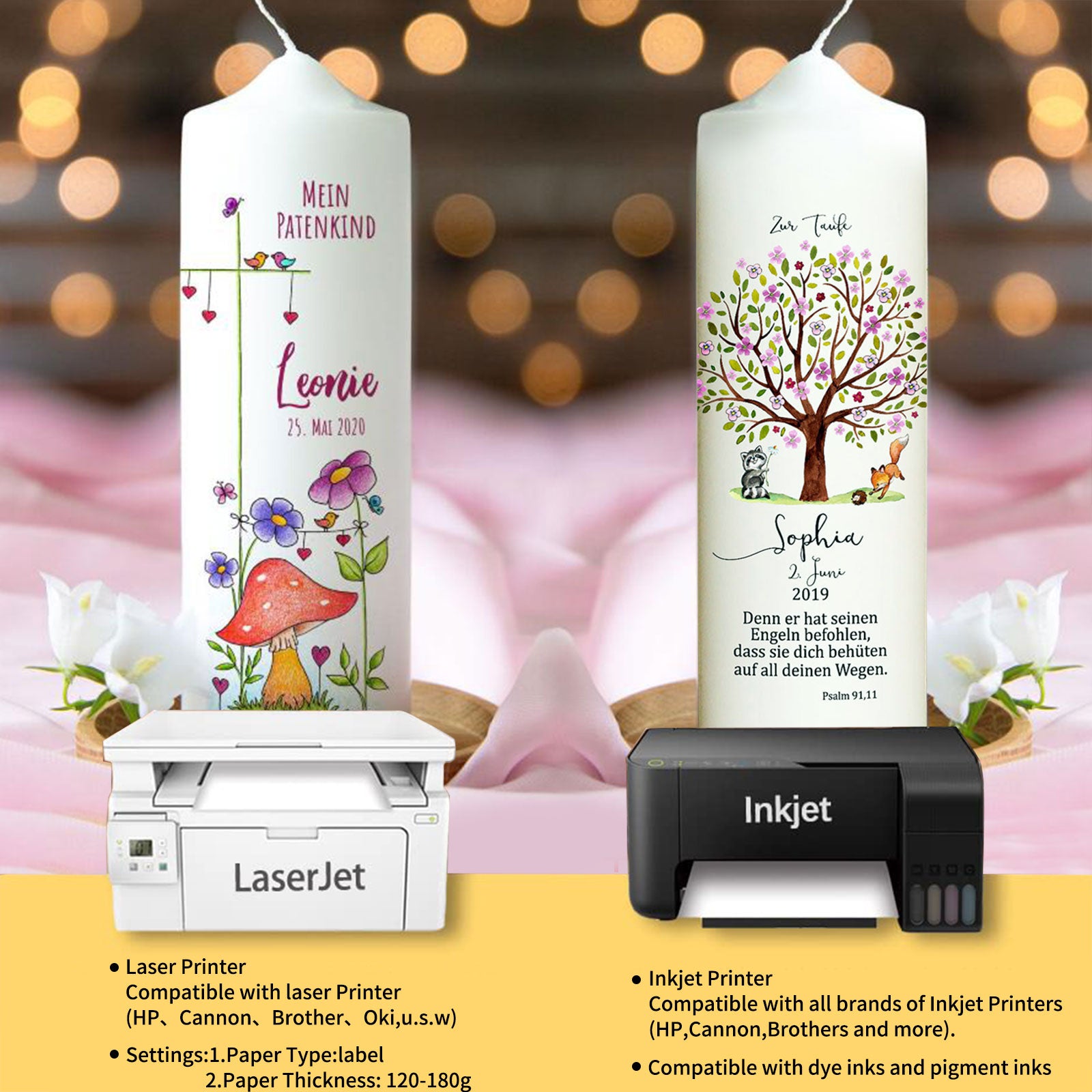 Printable Candle Tattoos Transfer Foil for Laser/Inkjet Printers